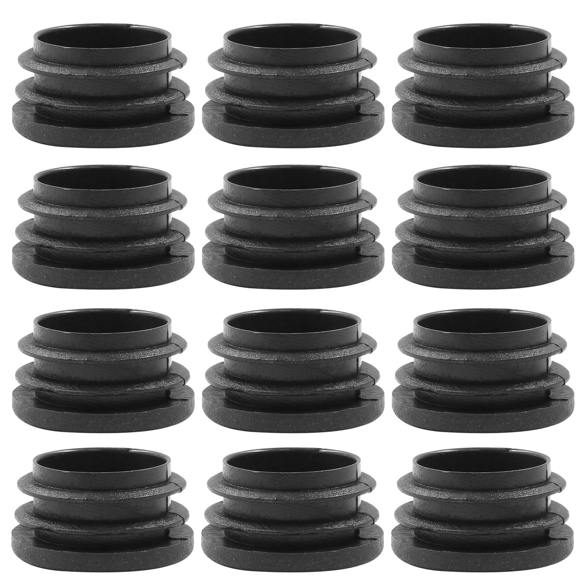 12 Pack 1-1/4 Inch (32Mm) round Plastic Hole Plugs, Black Pipe Tubing End Cap fo