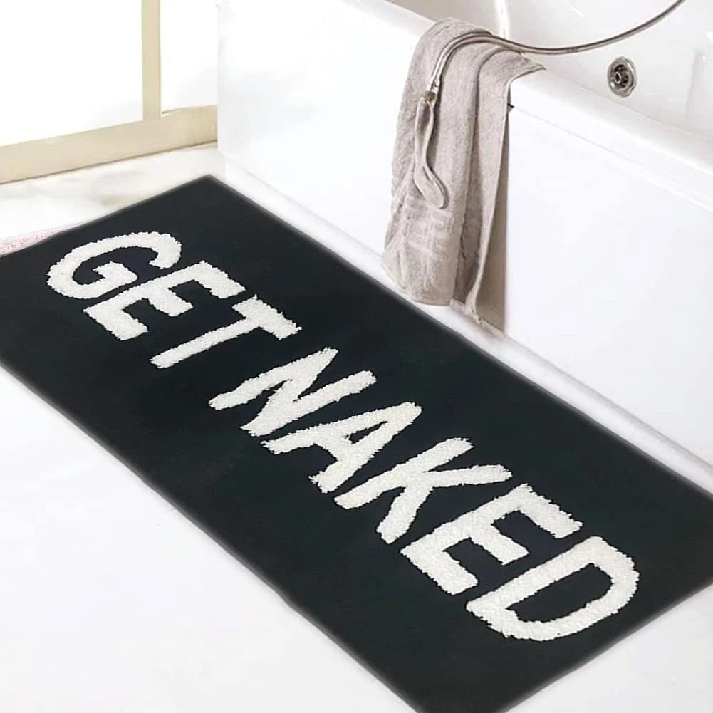 Bathroom Rug Get Naked Black 18”x47” Long Machine Washable Funny Decor