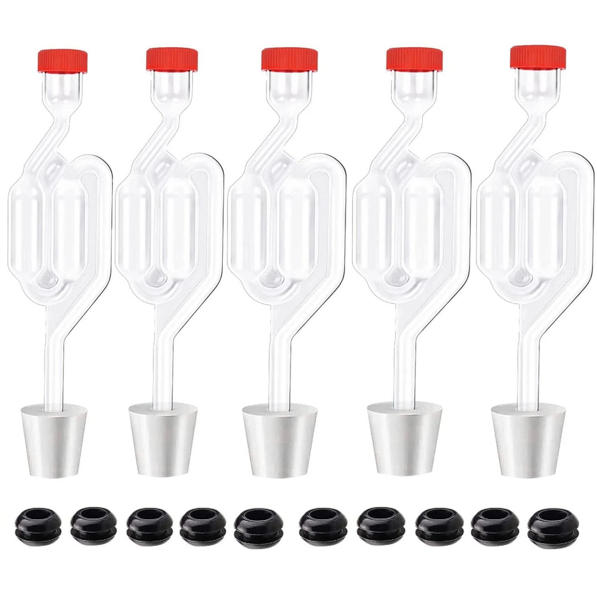 5Ct S Shape Airlock with 6 Stopper 5Pcs Grommets 10Pcs Bubble Fermentation