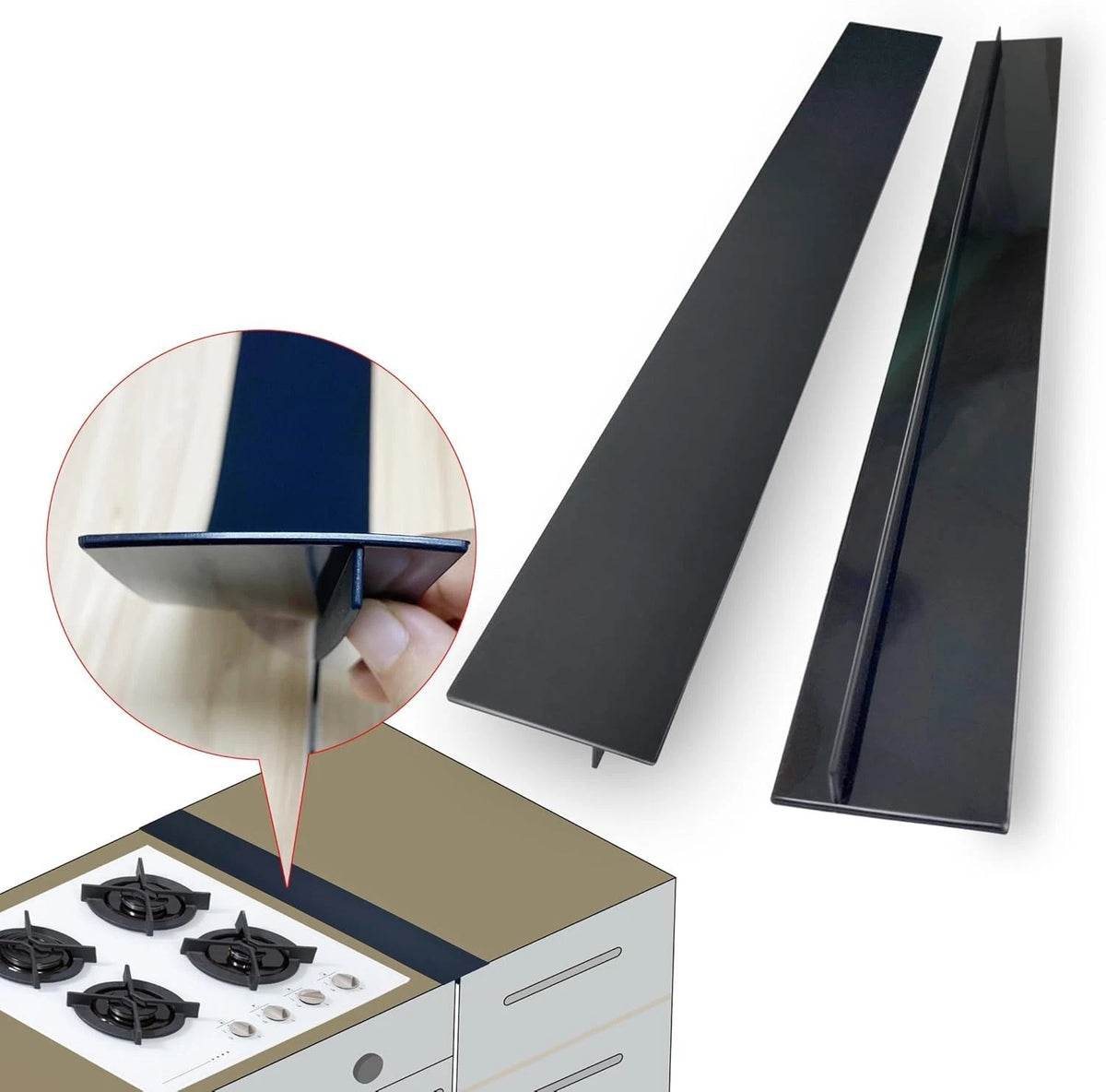 Donpearl 30 Inch Black Stove Gap Covers 2 Pack Silicone Gap Filler for Stove ...