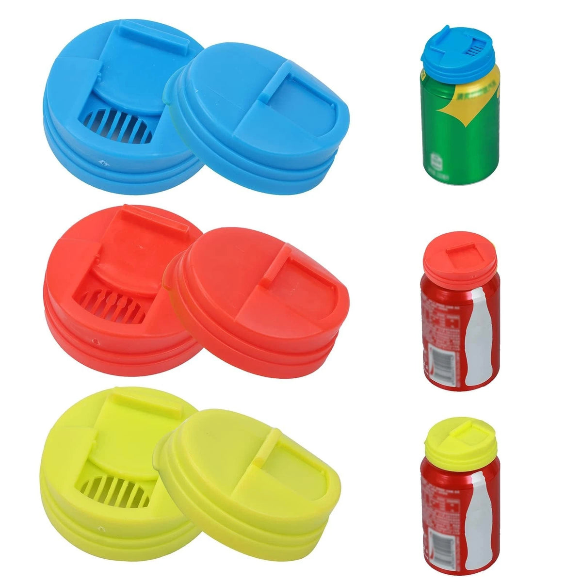 6-Pack Leakproof Soda Can Lids - Reusable Splash Cap for Carbonated Drinks