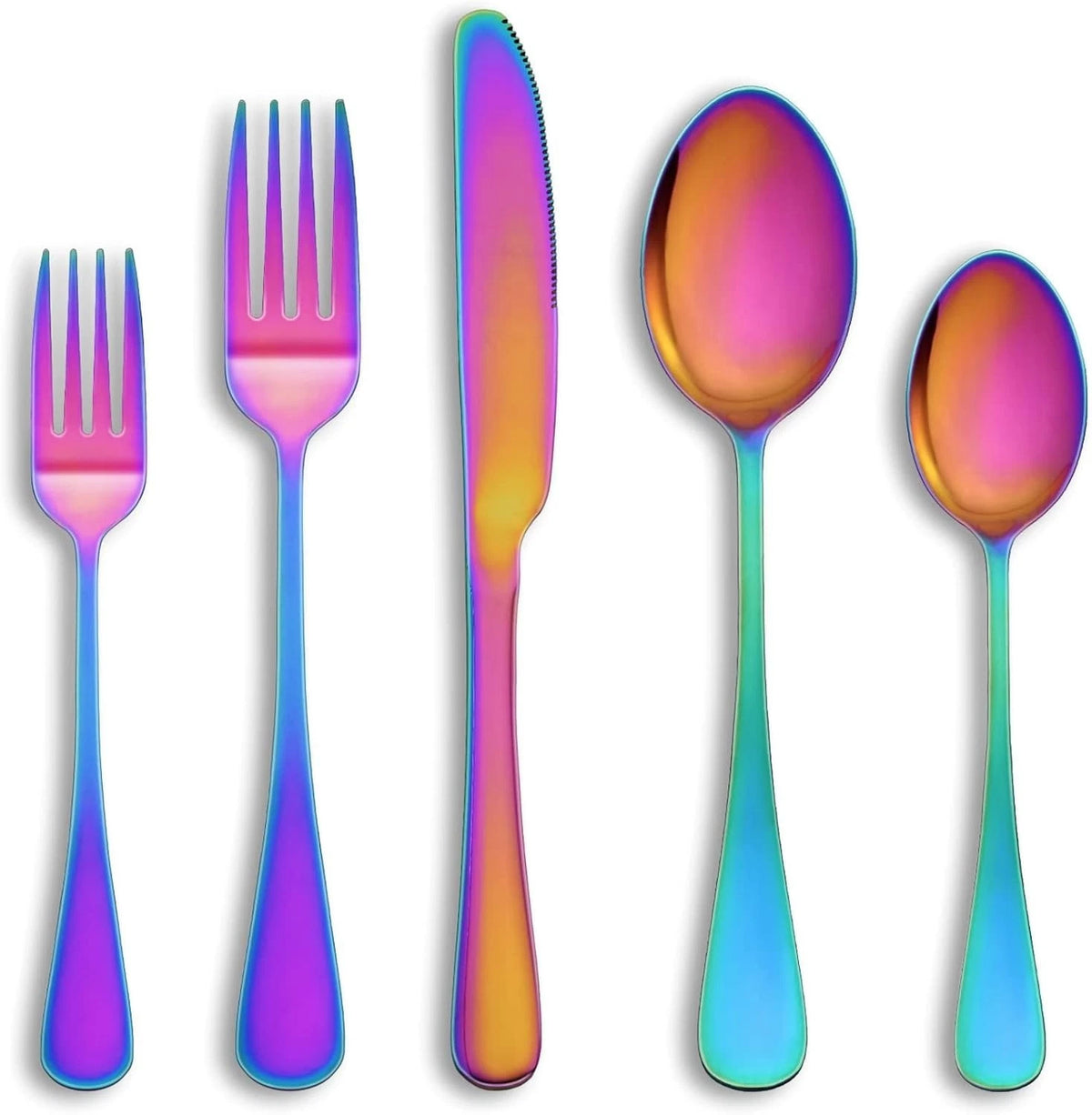 20 Pcs Rainbow Silverware Set Service for 4Stainless Steel Flatware Serving Set