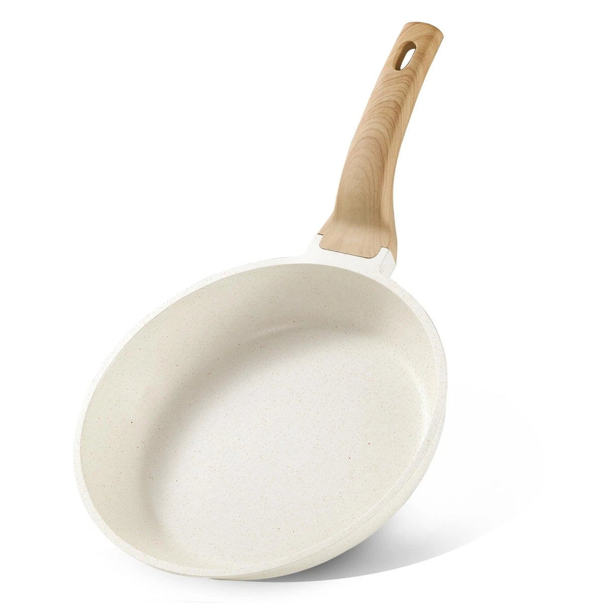 CAROTE Non Stick Frying Pans,Nonstick Granite Fry Pan Egg 8, Cream White