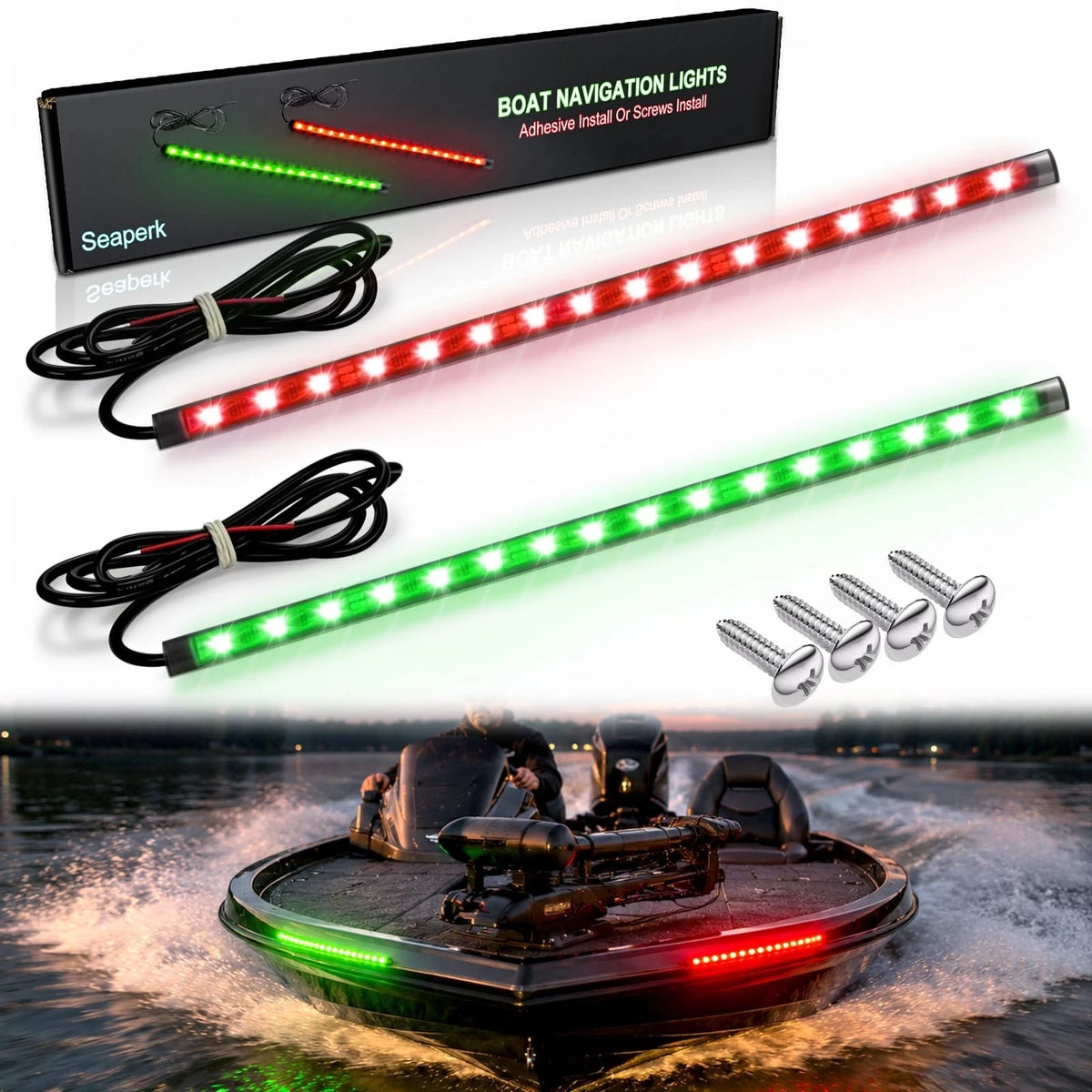 LED Navigation Light, Red and Green Marine Lights for Boats, Bow Lights