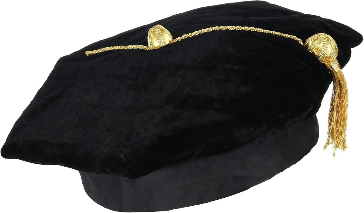 Newrara Unisex Doctoral Black Tam 6 Sides with Gold Bullion Tassel One Size F