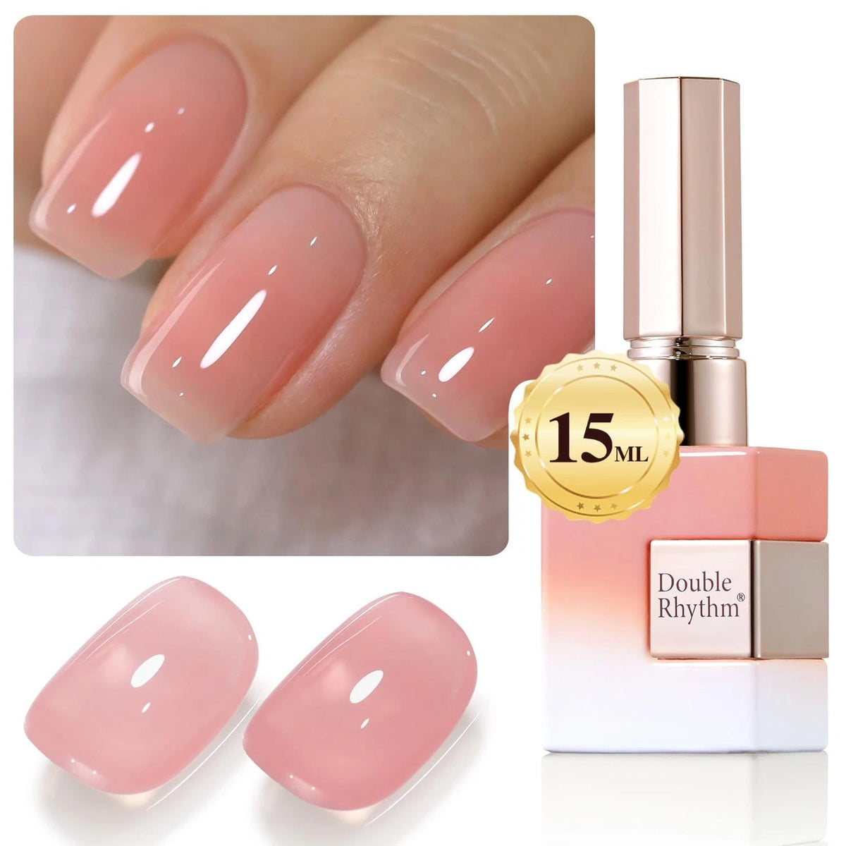 Double Rhythm Gel Nail Polish 15ml Pink Clear A1323 Sheer Jelly Translucent UV