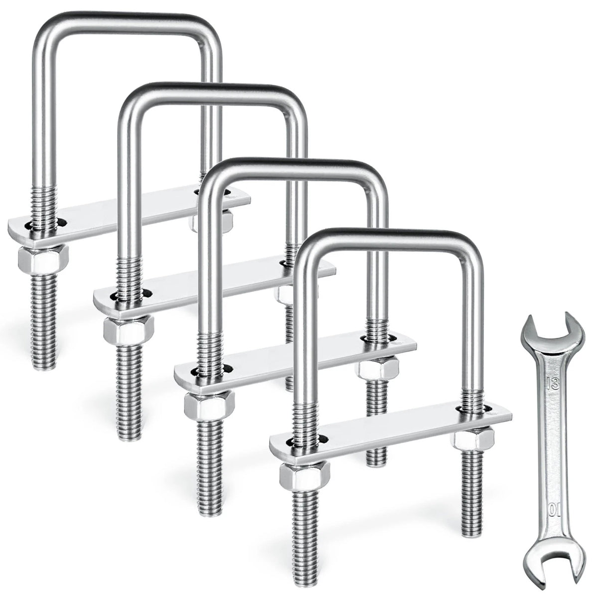 4 Sets M8 Square U-Bolts,u-Bolts 2 inch Wide,304 Stainless Steel Square u-Bolts