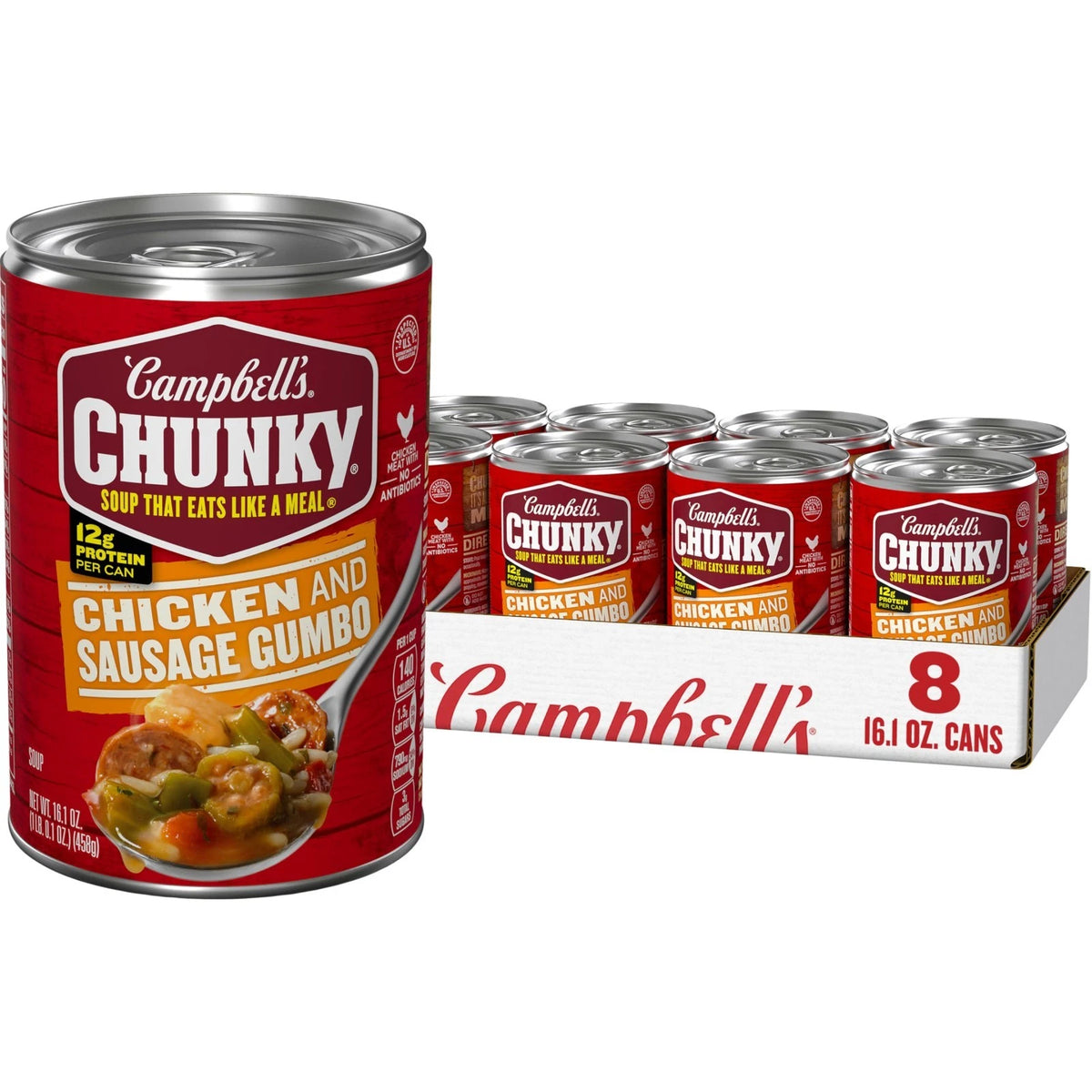 Campbell? Chunky Soup, Chicken and Sausage Gumbo, 16.1 oz Can (Case of 8)