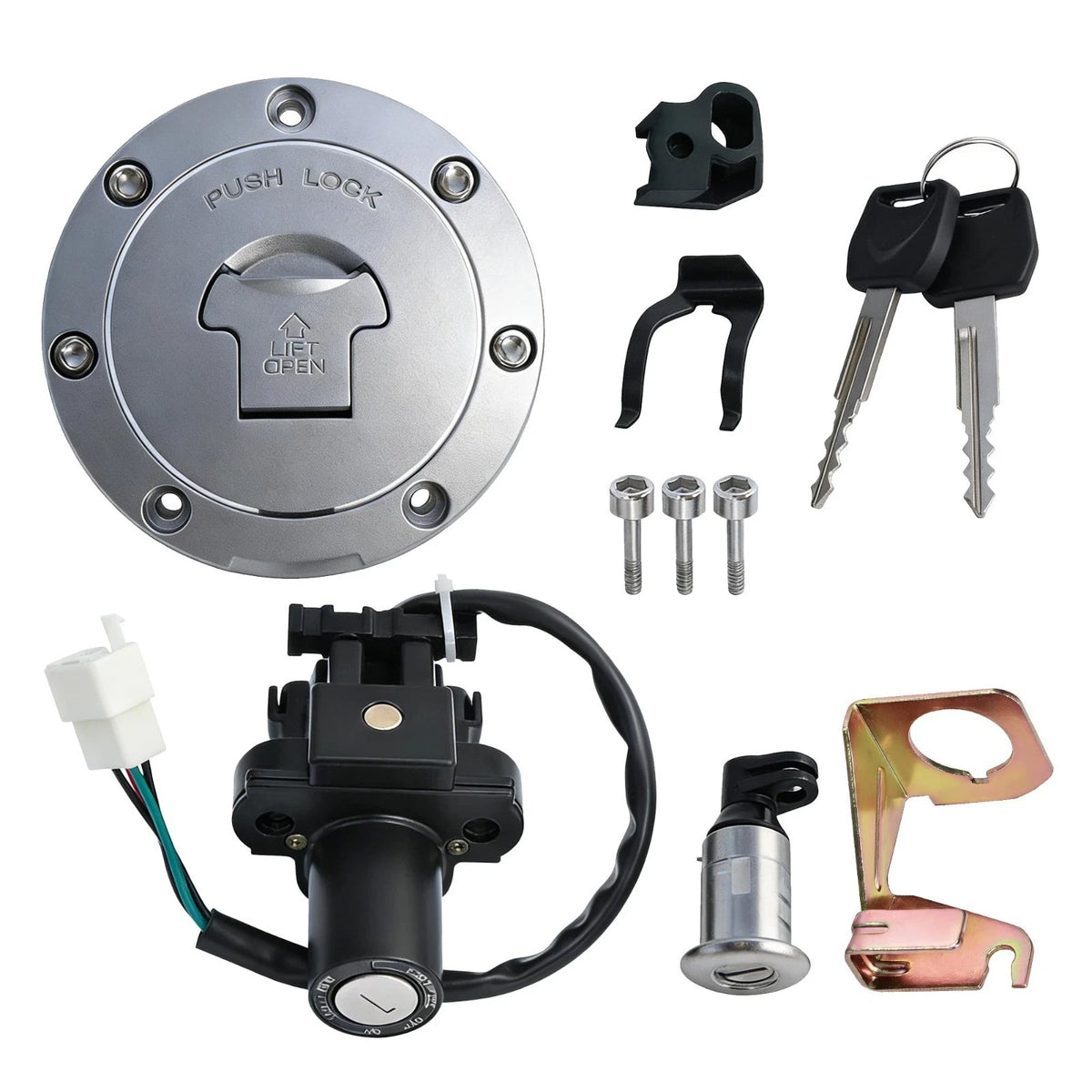 Ignition Switch Fuel Gas Cap Seat Lock Key Set for Honda CBR600F4/F4I CBR600RR
