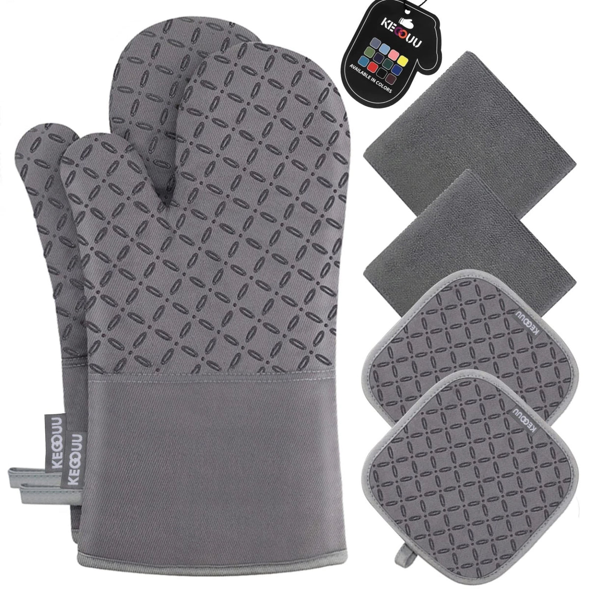Oven Mitts and Pot Holders 6Pcs Set, Kitchen Oven Glove High Heat Resistant 500