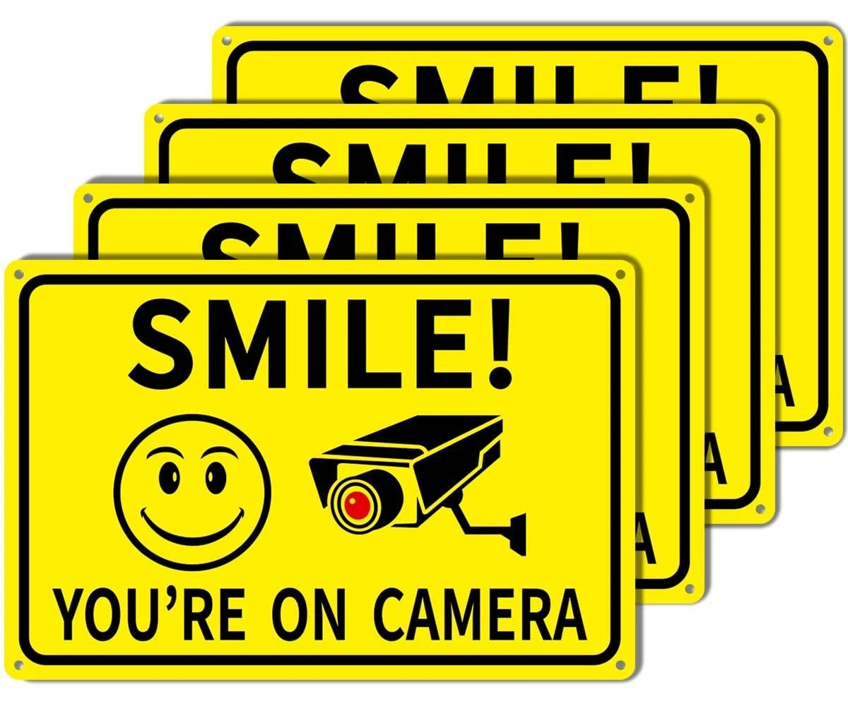 4-Pack Smile You're On Camera Signs 8