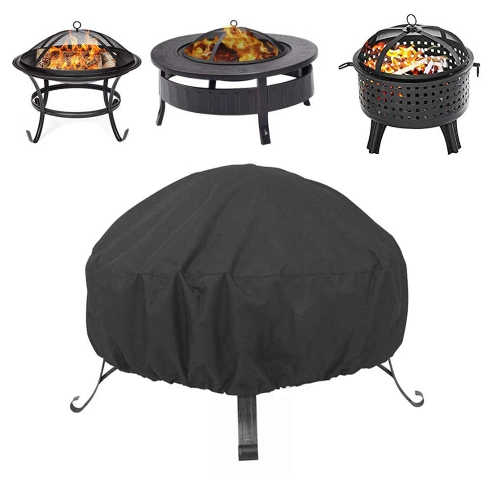48 Inch Round Fire Pit Cover, Patio Table Garden Outdoor Black