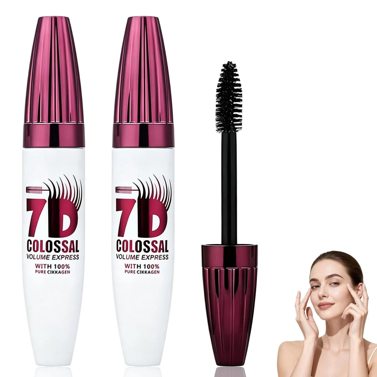 2PCS 7D Waterproof Mascara, Black Lengthening Thickening Softer Fuller Lashes Ma