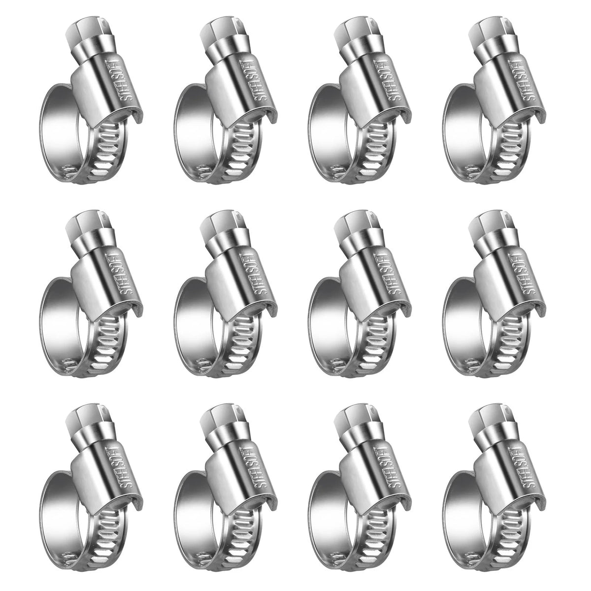 Non-Slip Stainless Steel Worm Gear Hose Clamps 3/8 to 5/8