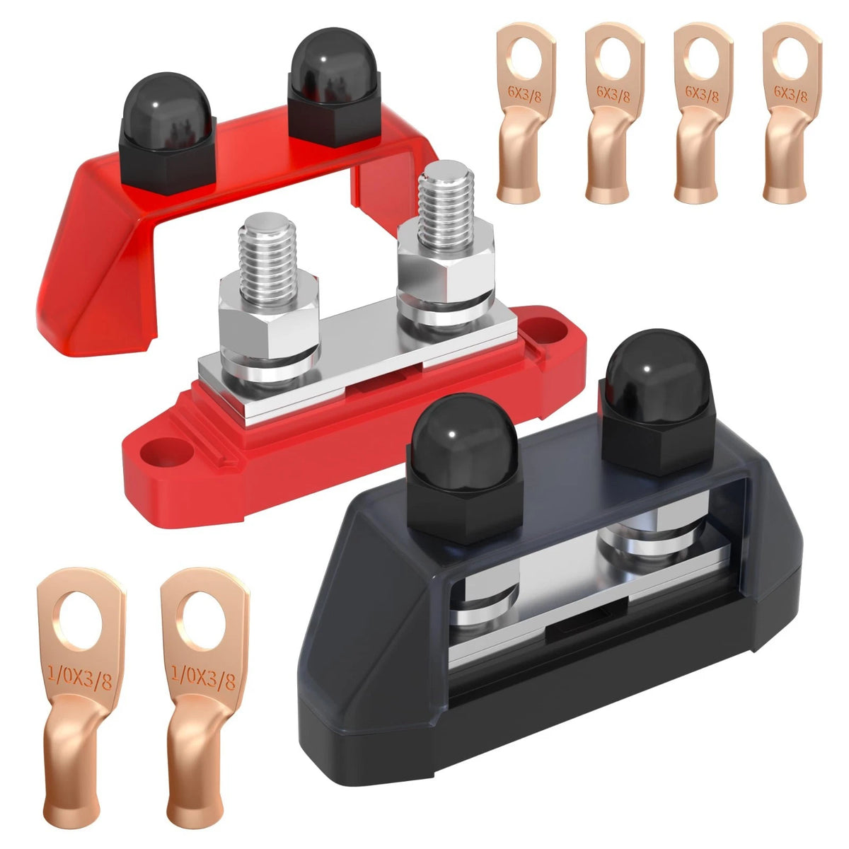 Marine Bus Bar 12V 250A Power Distribution Block 12 Volt DC Busbar 3/8 Dual Stud