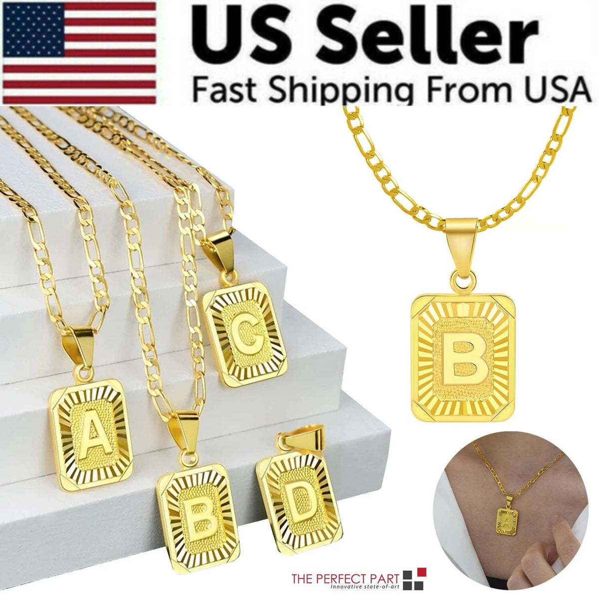 Gold Plated Initial Letter A-Z Pendant Necklace Choker Jewelry 18
