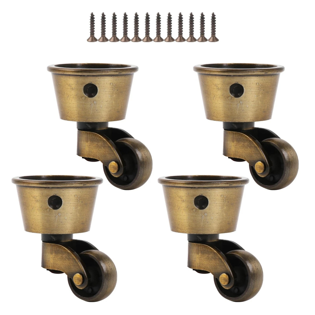 Vintage Round Cup Casters for 32mm Dia Legs 360 Degree Swivel Wheels Pack of 4