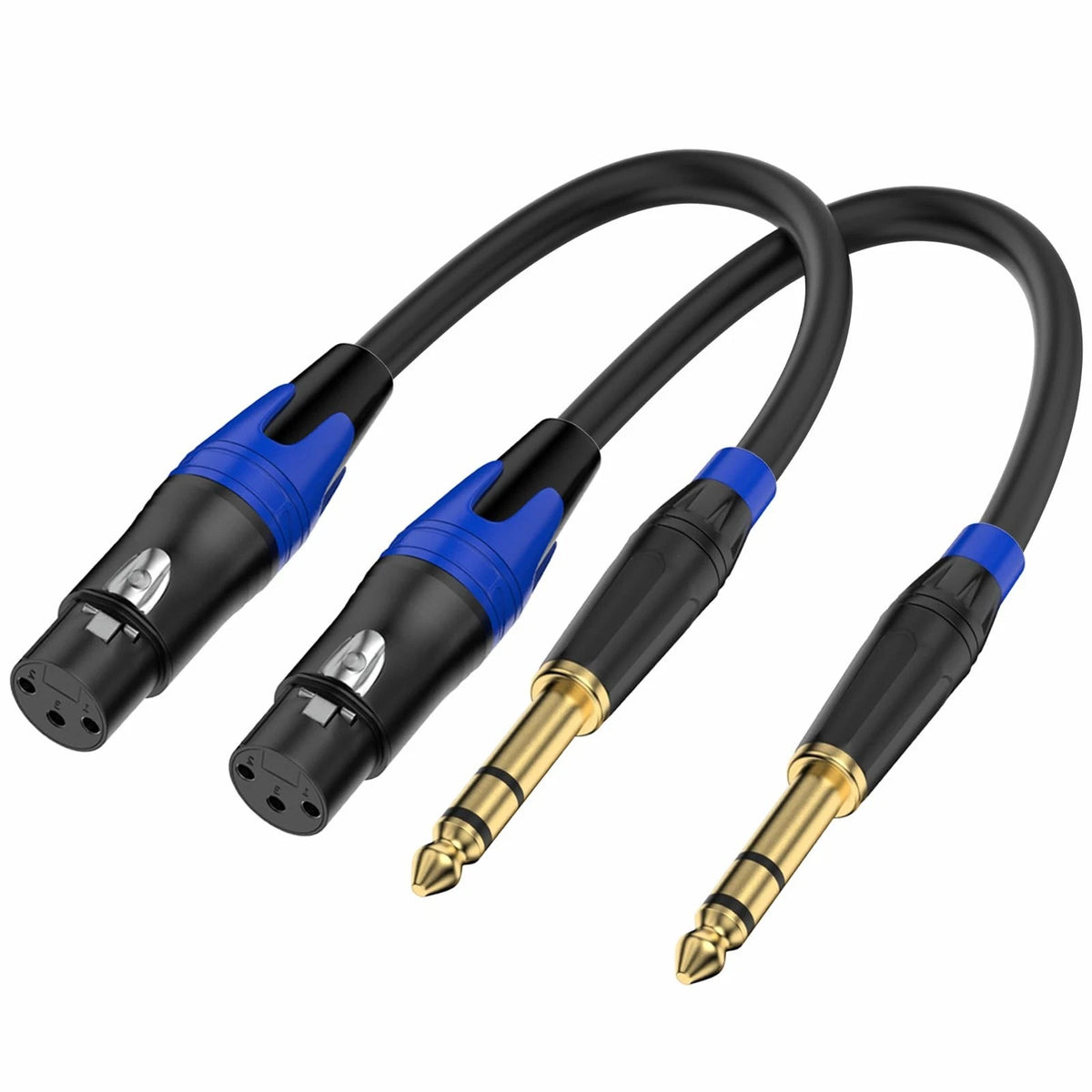 2 Pack 6 Inch XLR Female to 1/4 TRS Stereo Audio Adapter Cable