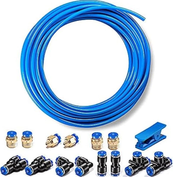 Pneumatic Tubing Blue PU Air Hose Pipe Tube Kit 6Mm OD 4Mm ID 39.4Ft/12 Meter fo