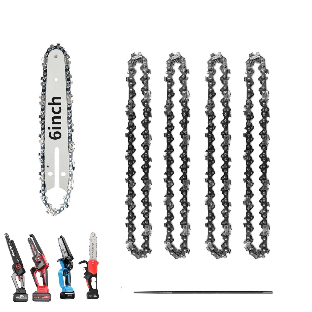 6 Inch Chainsaw Chain and Guide Bar, Replacement Chain Saw Bar and Chains for 6