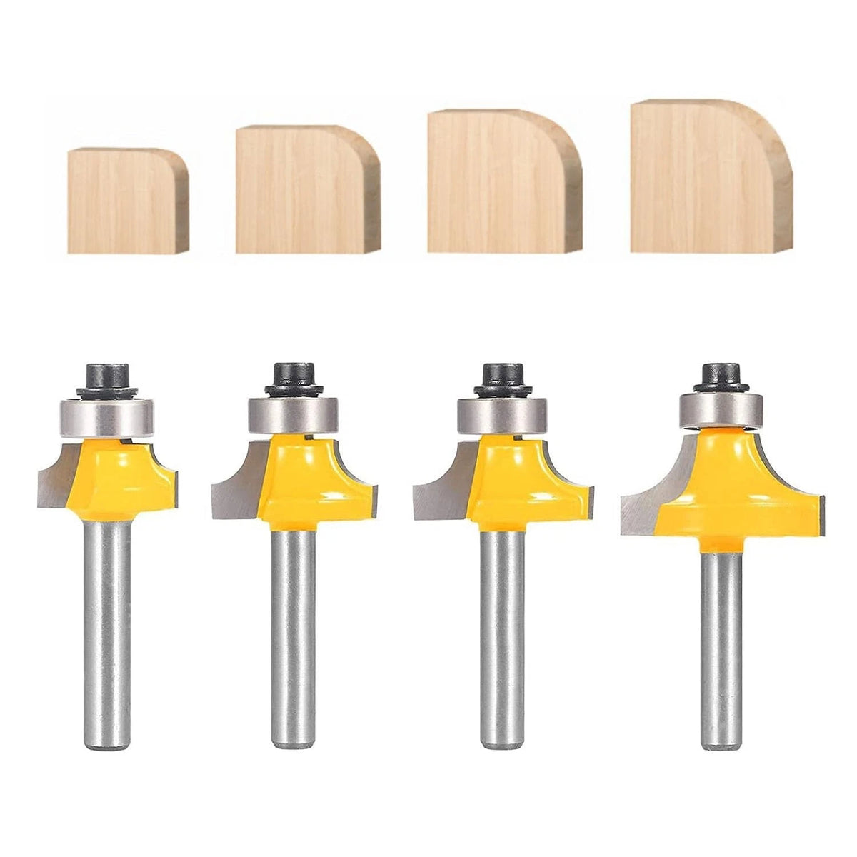 TOTOWOOD Roundover Router Bit Set,4pcs 1/4 inch (diameter), standard (length)