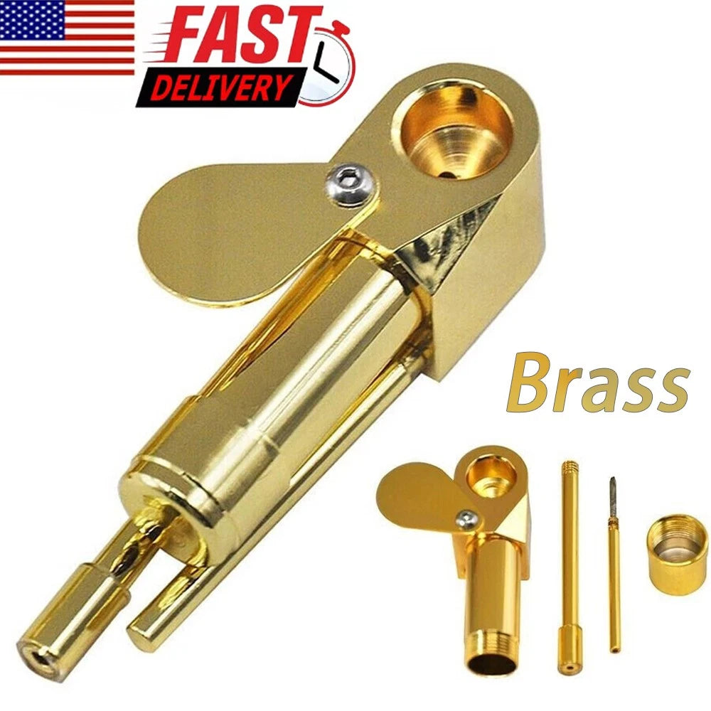 Brass Smoking Pipe with Storage Chamber Herb Tobacco Proto