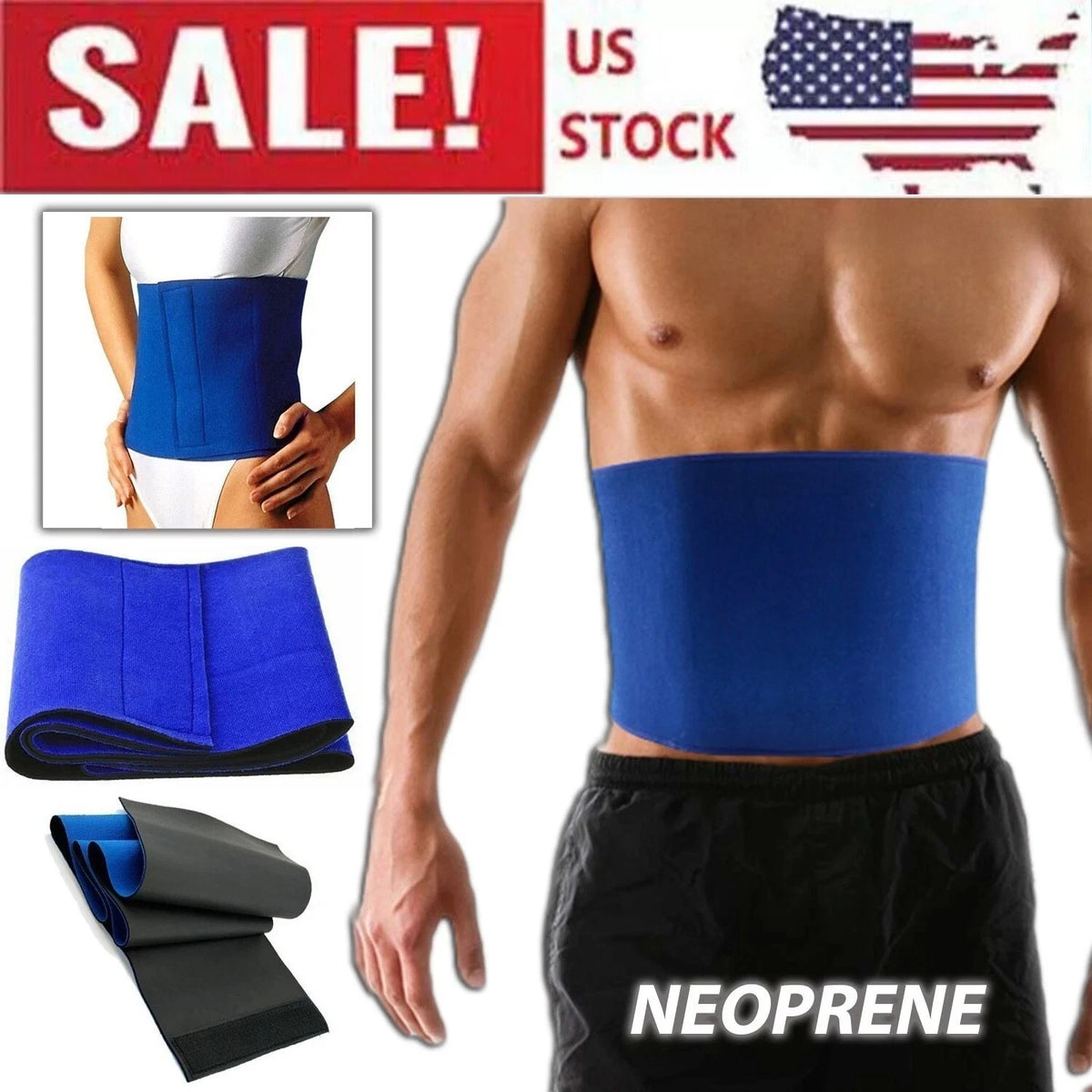 Waist Trimmer Belt Sweat Band Wrap Ab Stomach Weight Loss Fat Burner Slimming US