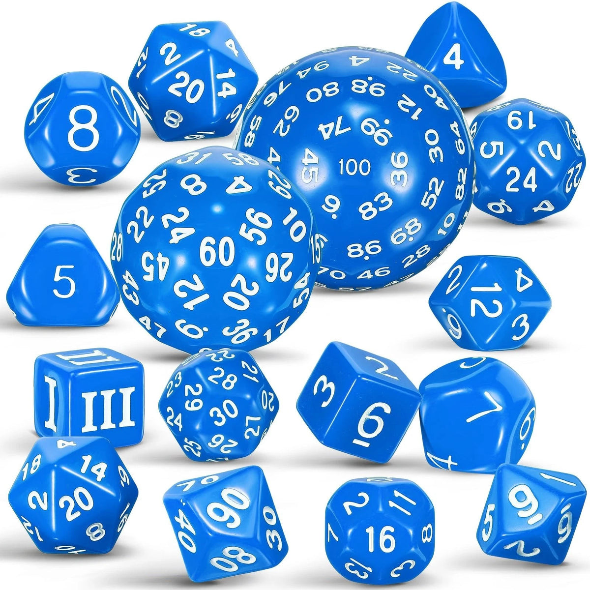 Civaner 15 Pcs Complete Polyhedral Dice Set D3-D100 Spherical RPG Dice Set in Op