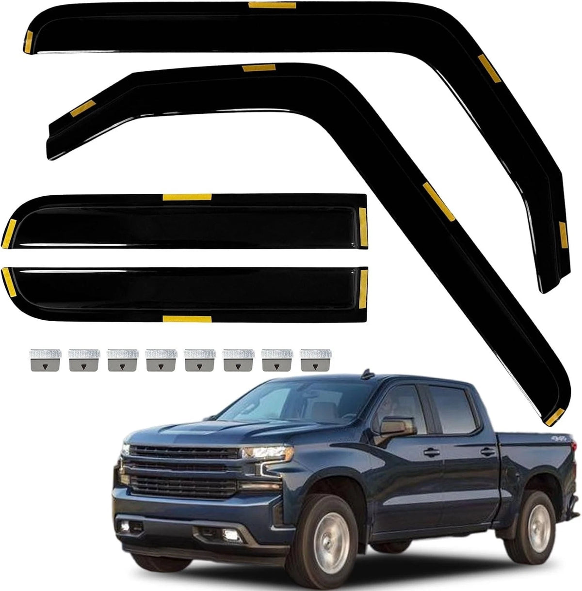 in-Channel Window Rain Guards for 2025-2019 Chevrolet Silverado 1500/GMC Sierra