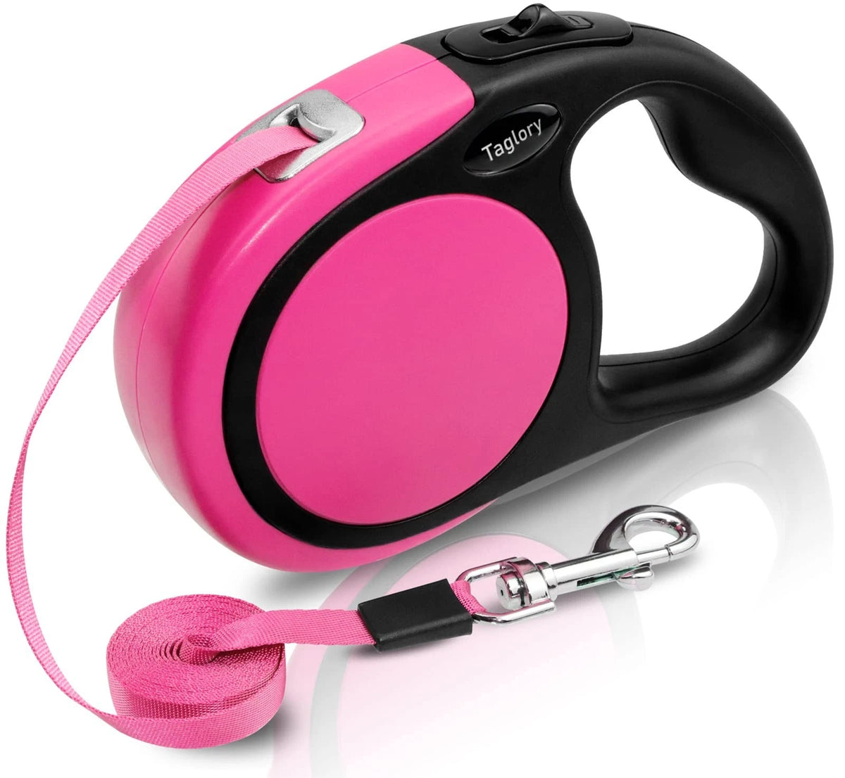 Taglory Retractable Dog Leash 16 Ft Pink Tangle Free One Hand Brake Lock for