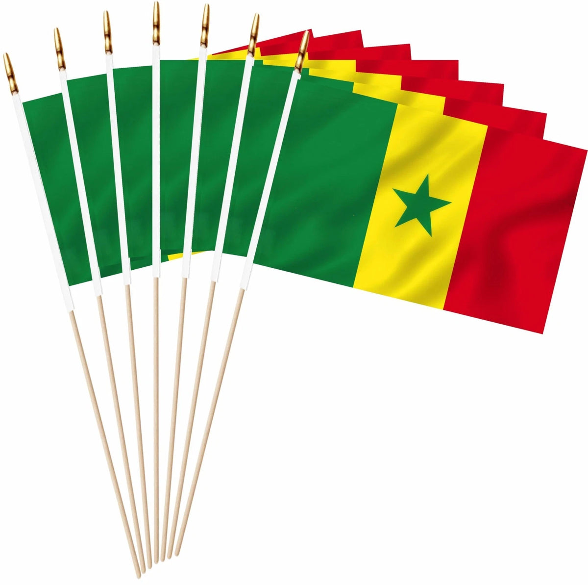 Senegal Mini Flag 5X8 Inch 20 Pack Wood Stick Handheld | Lightweight Hand Flag,