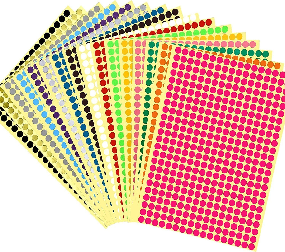 6528 Pieces Colored Dot Stickers, 1/4