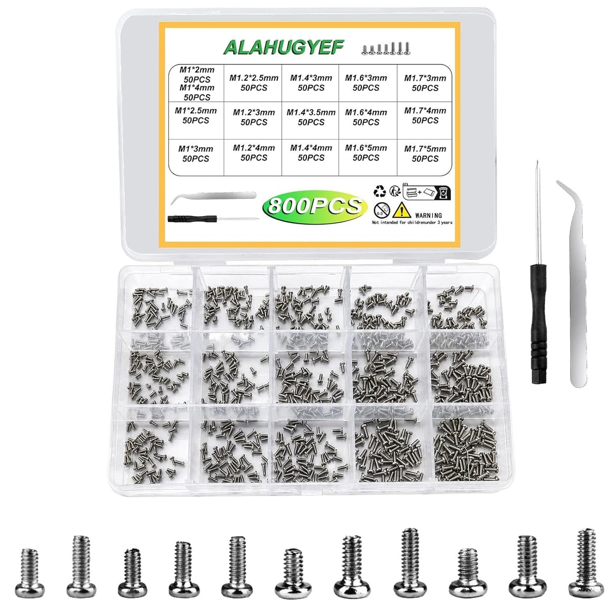 800 Pcs Tiny Screws for Electronics Micro Small Mini Phillips Pan Head Machine