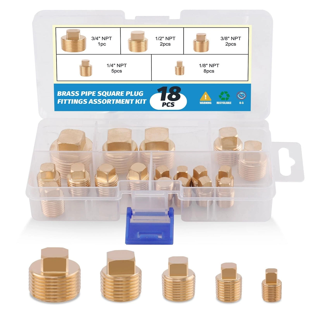 18PCS Brass Pipe Fitting,1/8