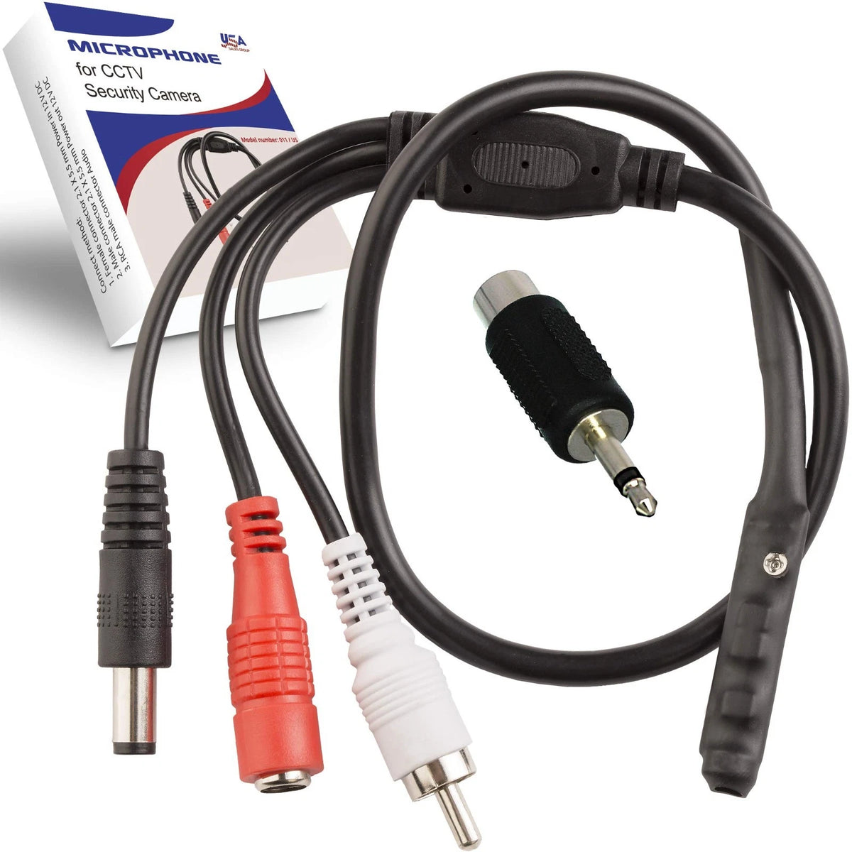 Outdoor CCTV Microphone for Security Camera - RCA Audio Surveillance Mic (1 Pack
