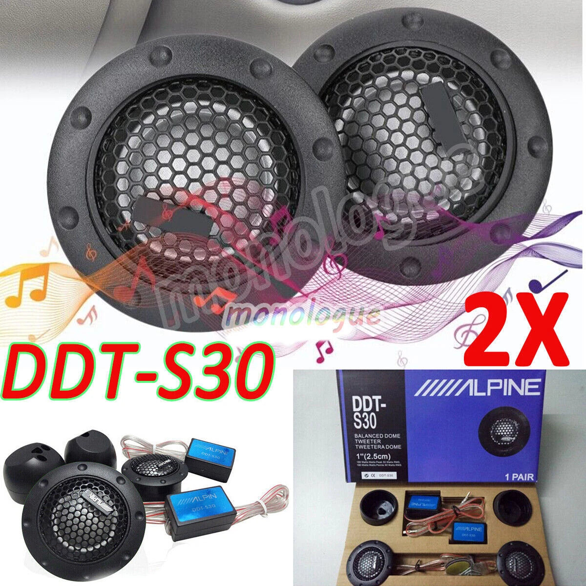 Pair Alpine DDT-S30 360W 2.5CM 1
