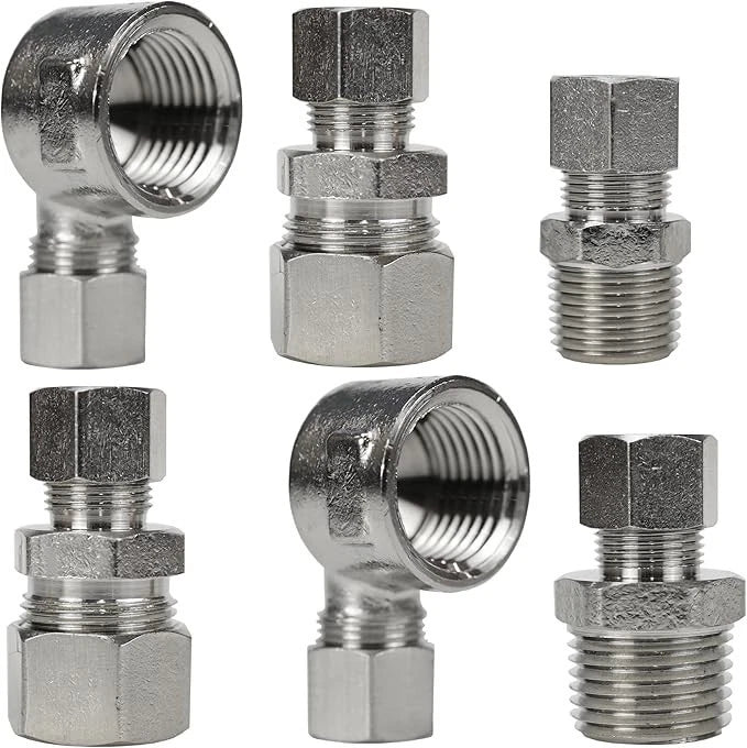 6 Sets Universal Valve Plumbing Fittings Adapters: 1/2-To-3/8 Adapter, 3/8-To-1/