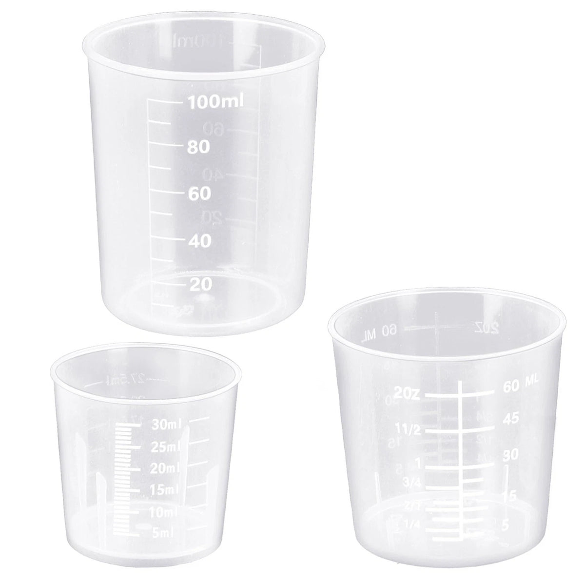 3 Pack Measuring Cup Set, Includes 1 Oz (30 Ml), 2 Oz (60 Ml) and 3.4 Oz (100 Ml