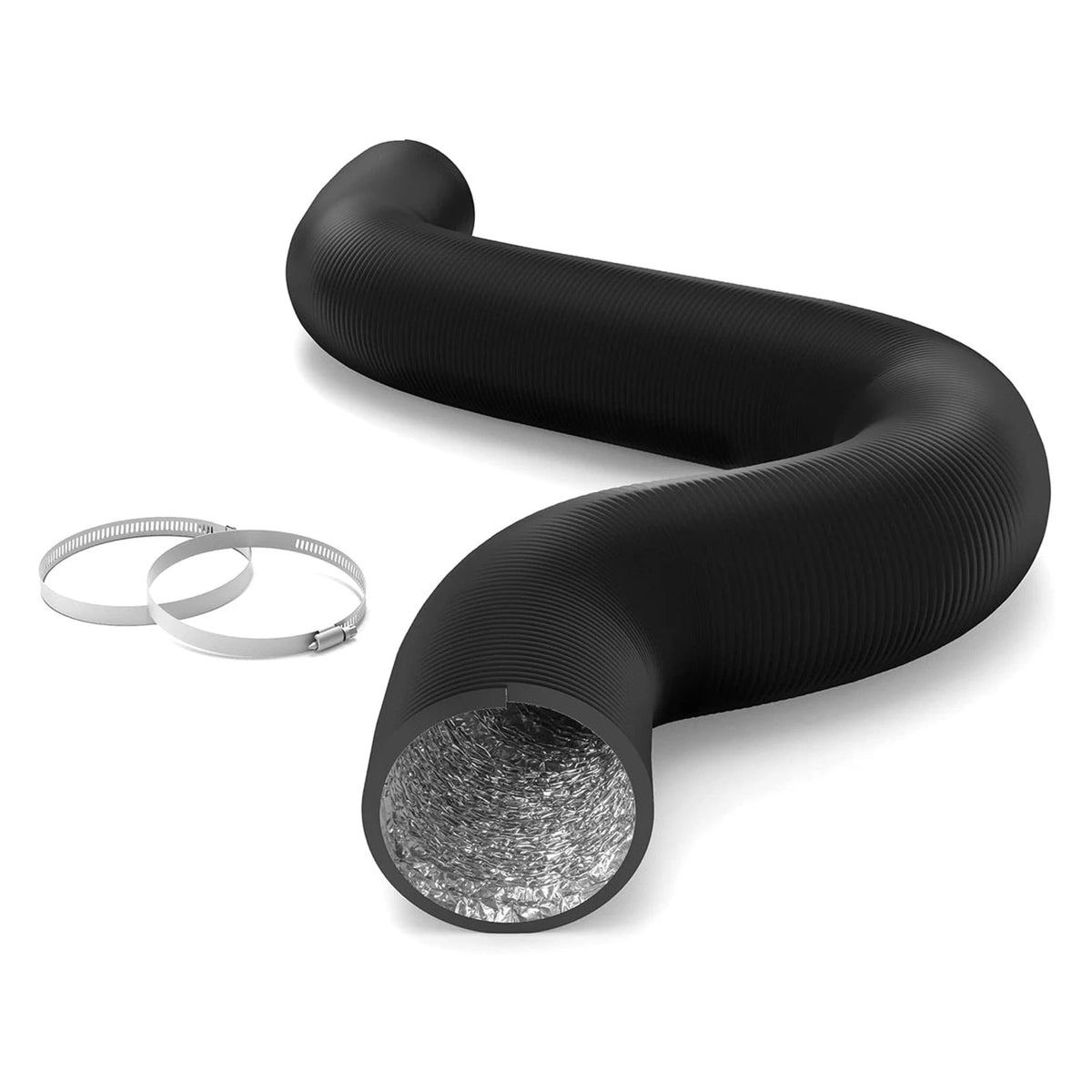 iPower Flexible 4 Inch 25 Feet Aluminum Ducting 4 Layer 4 25 Feet, Black