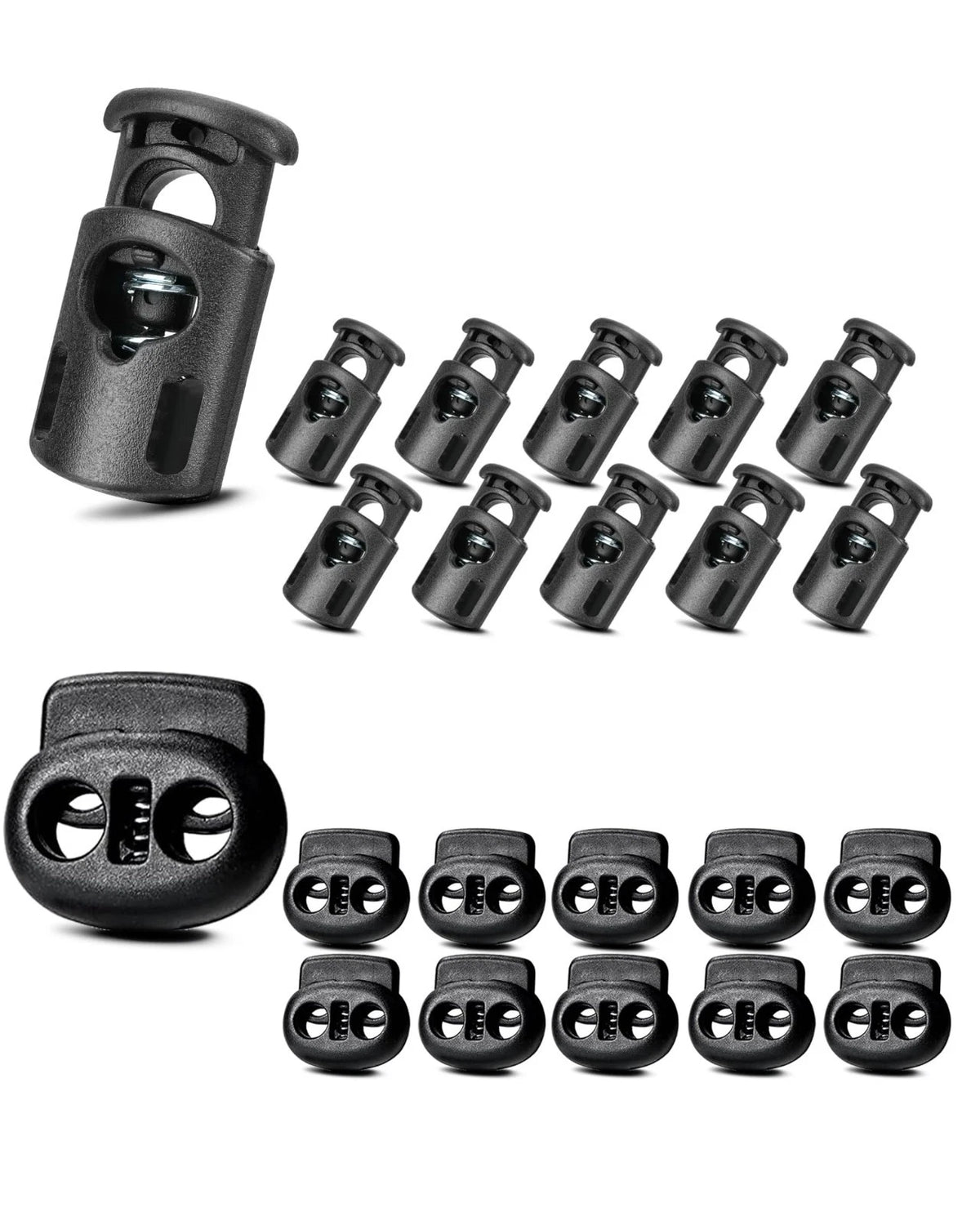 20PCS Cord Locks for Drawstrings ?10 Single Hole and 10 Double Hole Spring C...