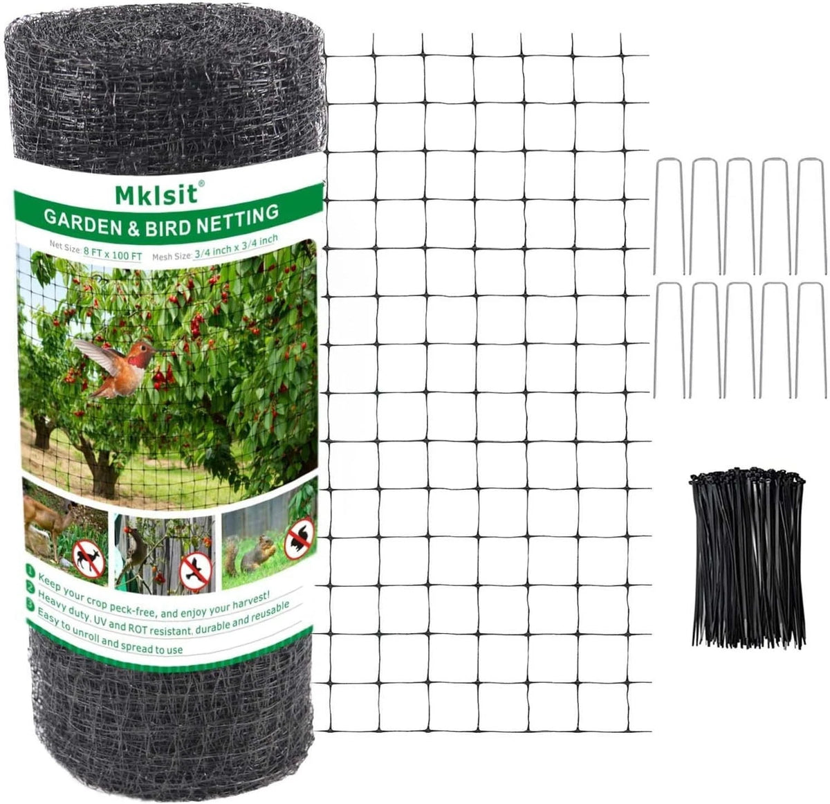 Deer Netting Fence, 8Ft X 100Ft Bird Netting Heavy Duty Garden Netting for Garde