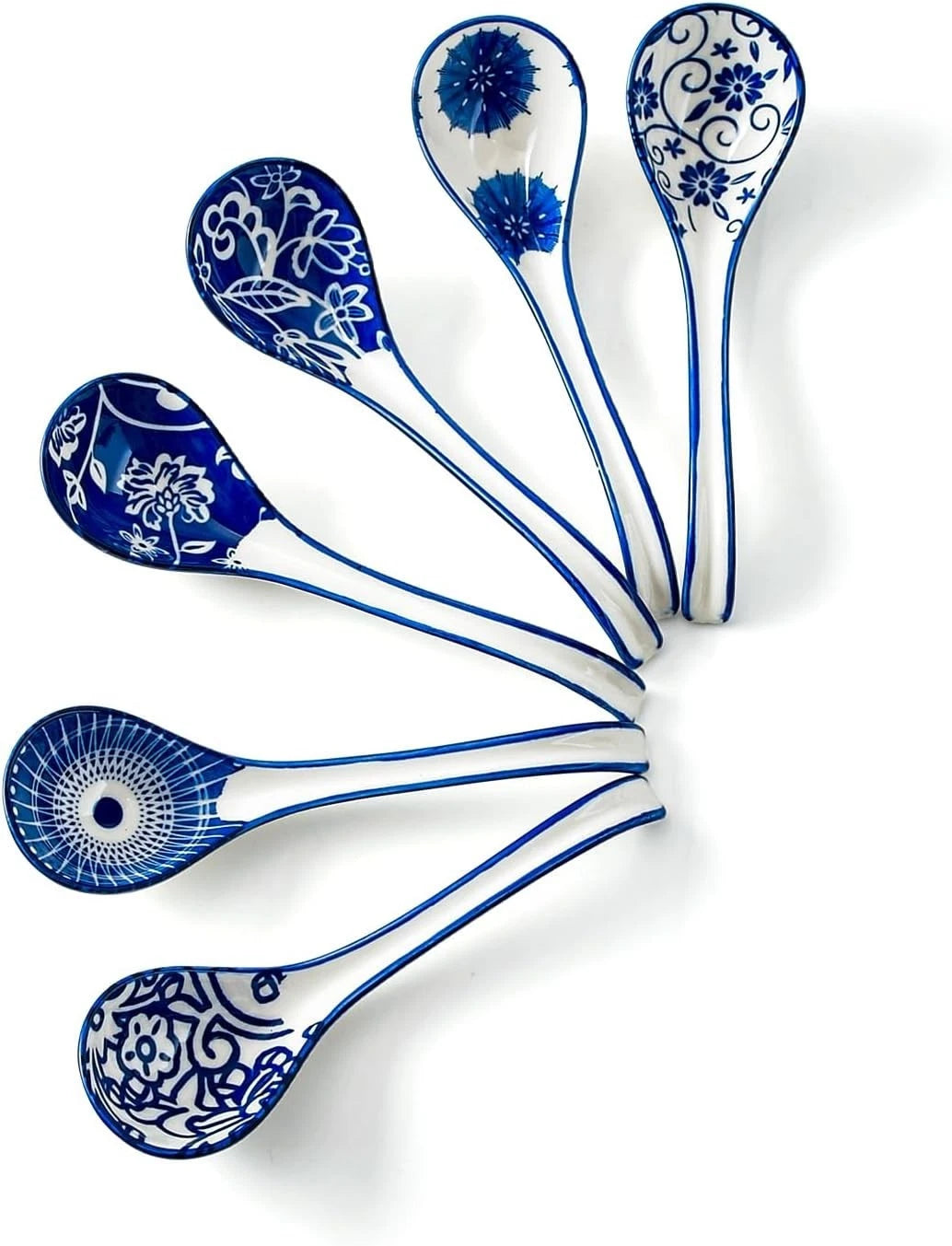 Ceramic Asian Soup Spoon - 6.3 Inch Chinese Soup Spoons Japanese Ramen Spoons