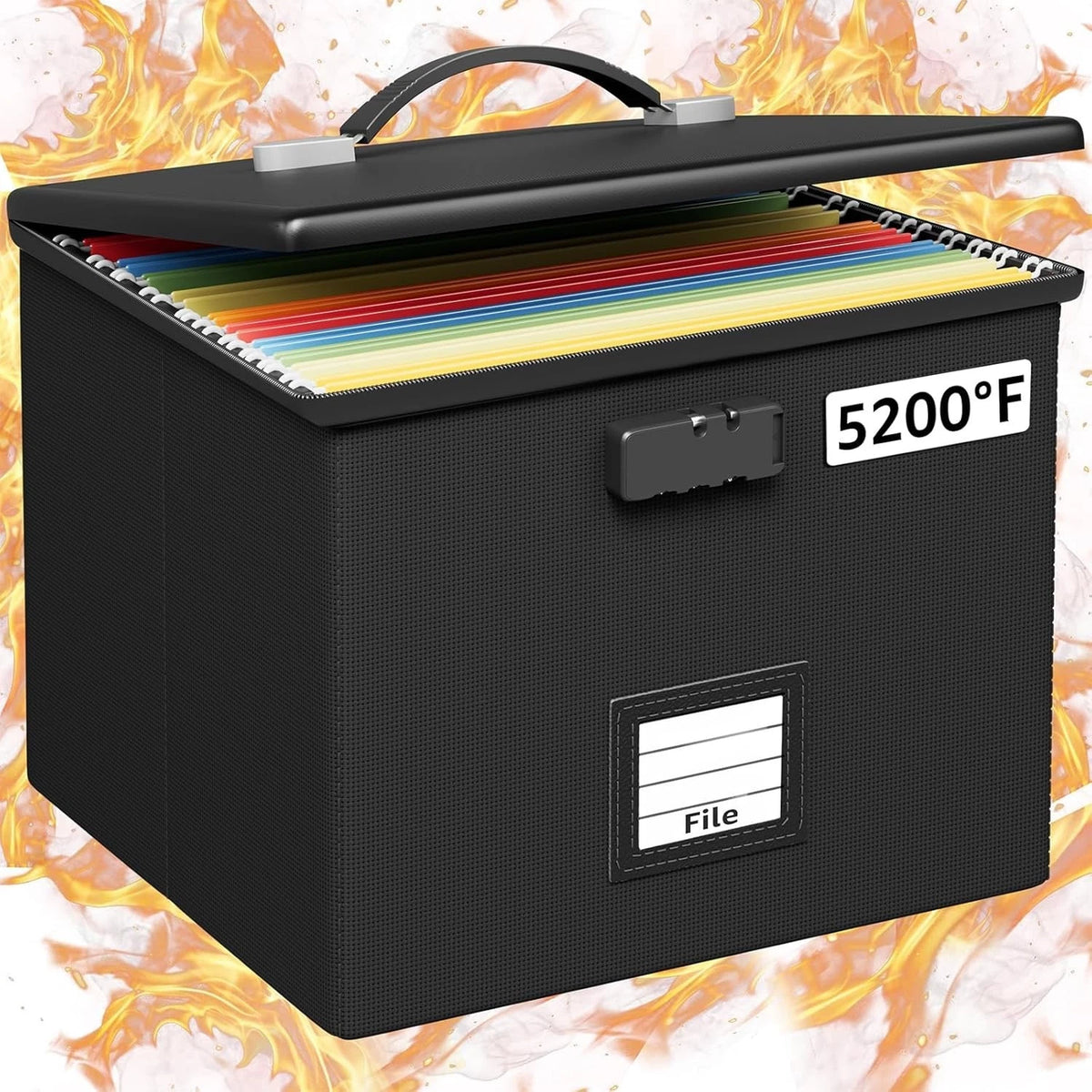 Fire Proof File Box for Documents - Portable Fireproof Doe Waterproof Safe Locki