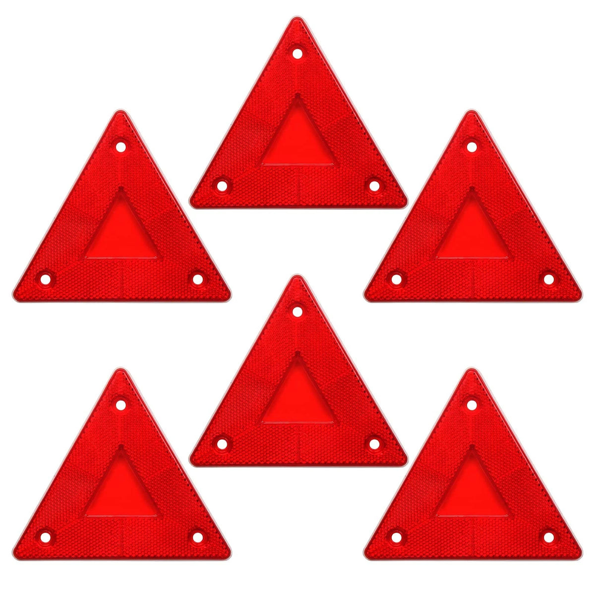 6-Pack Red Safety Reflector Warning Sign, Slow Moving Vehicle Triangle Safety Si
