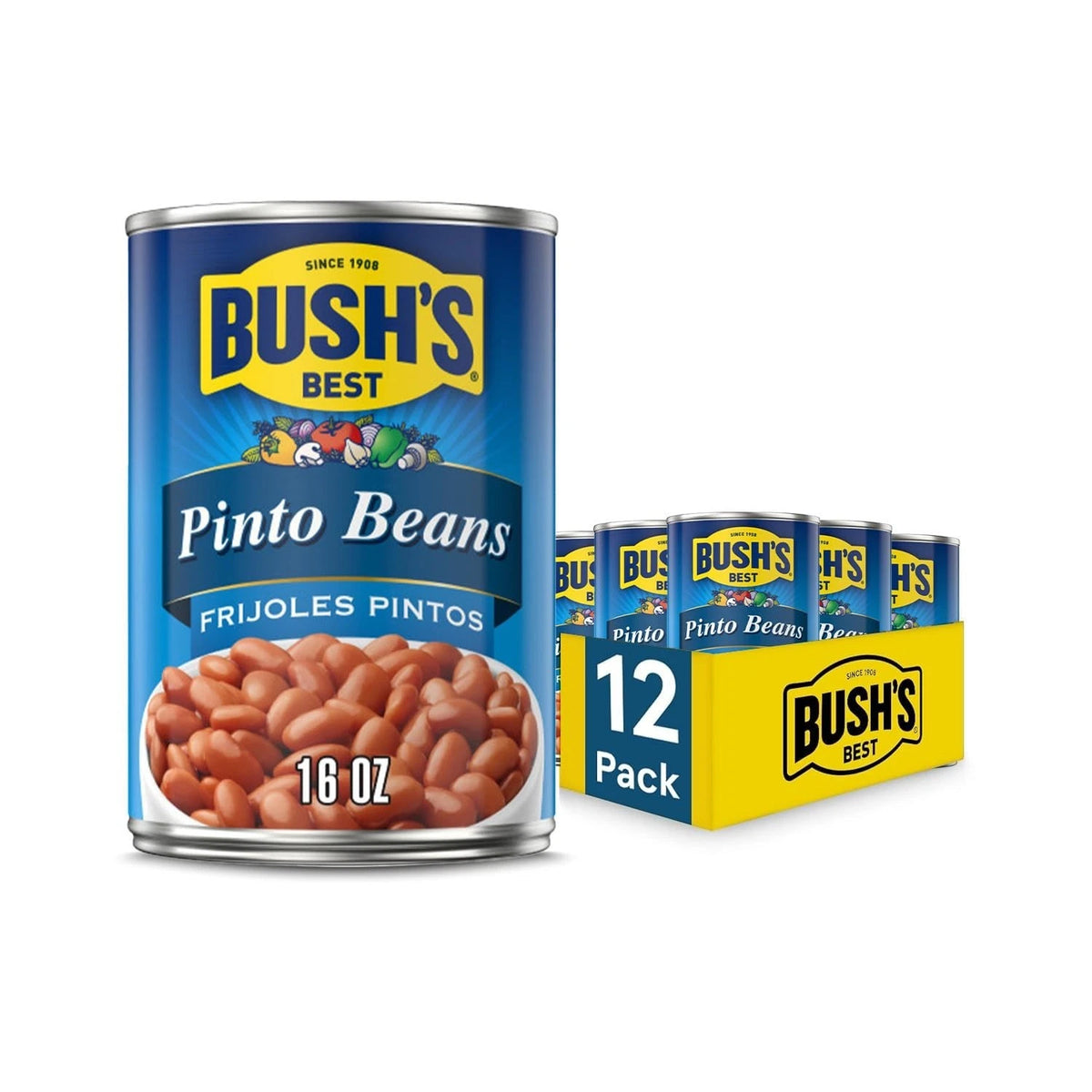16 Oz Canned Pinto Beans, Source of Plant Based Protein and Fiber, Low Fat, Glut