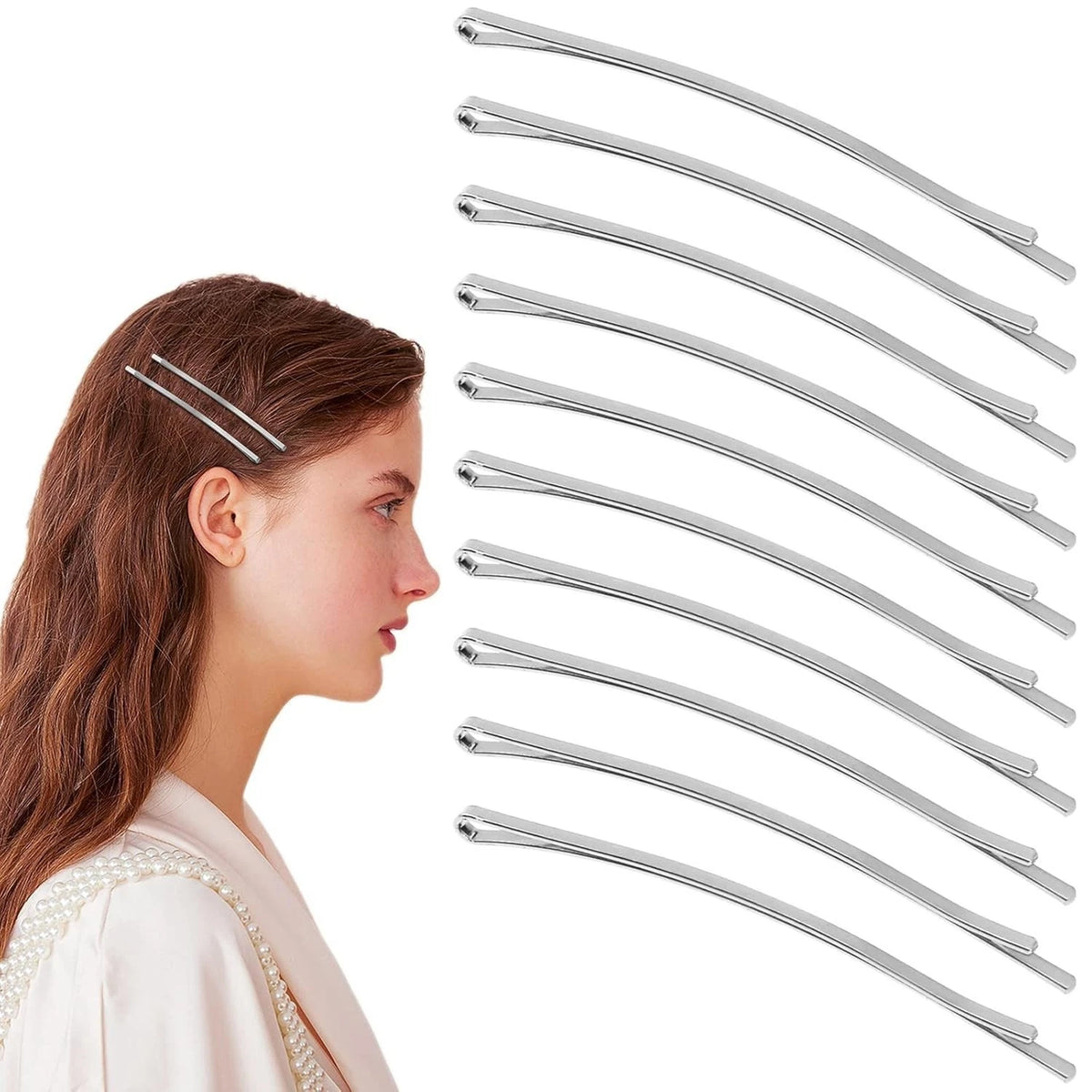 50 Silver Jumbo Bobby Pins, 3.34 Inch Metal Hair Clips Hair Pin Bobby-Pins Hairp