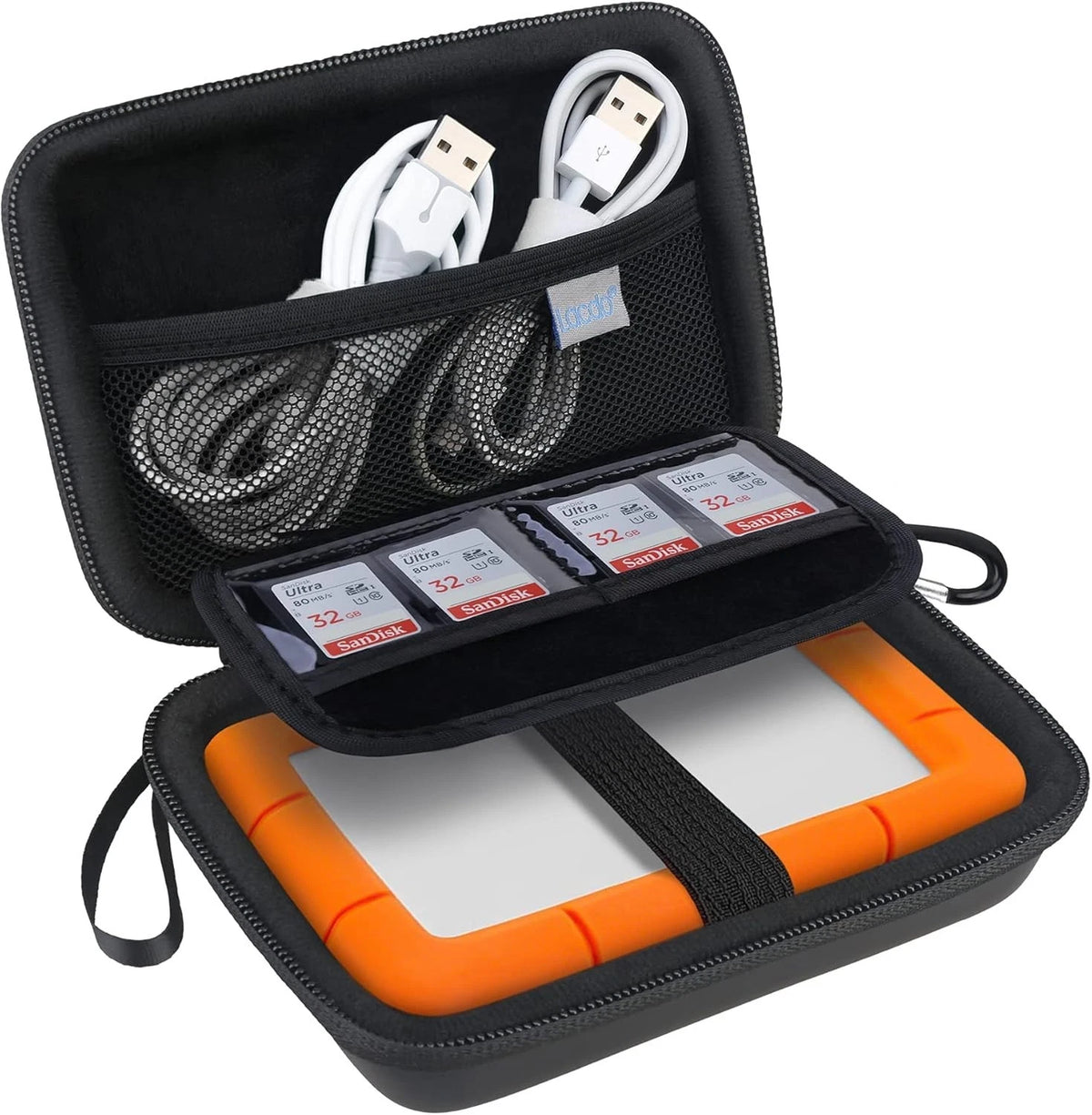 Lacdo Hard Drive Carrying Case for LaCie Rugged Mini/Rugged Thunderbolt Black