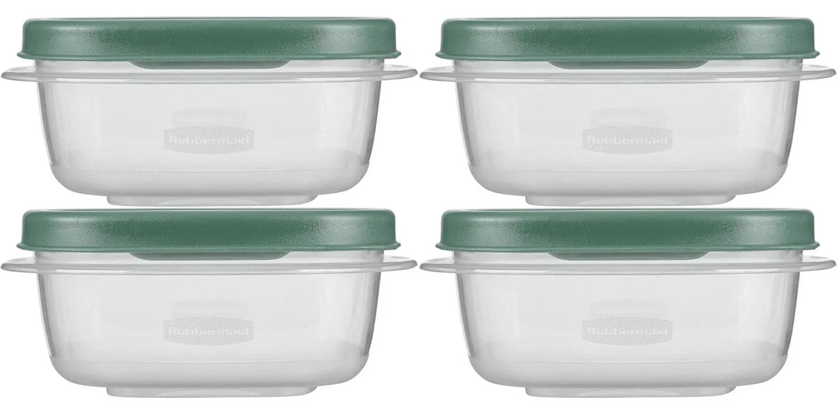 4 PACK Rubber Maid Storage Containers, Easy Find Lids, Blue Spruce, 1.25 cup,
