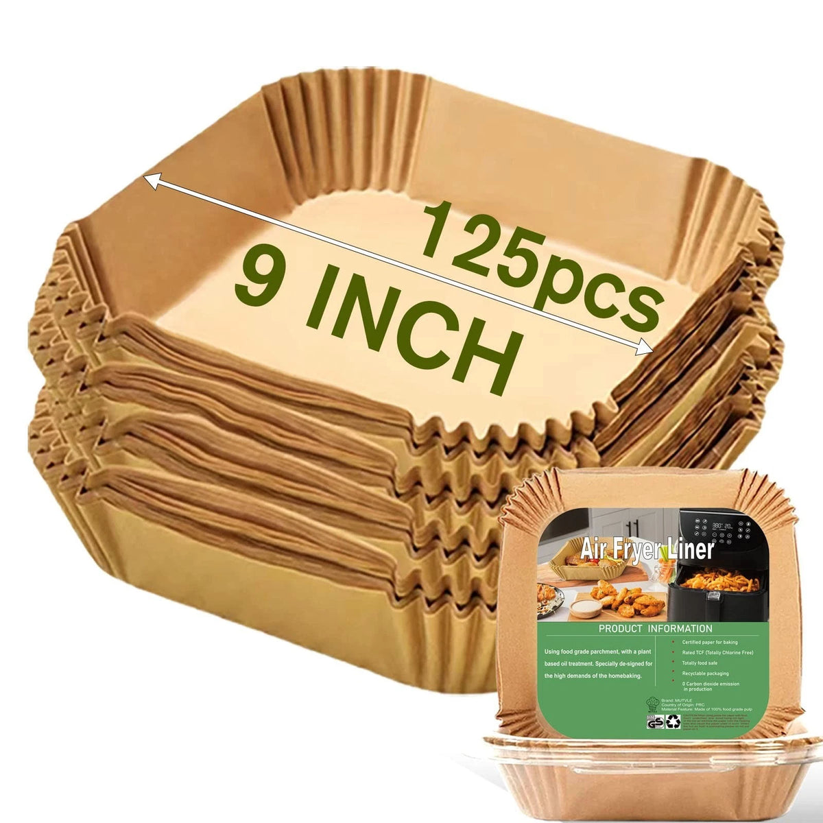 Large Air Fryer Disposable Paper Liners Square 9