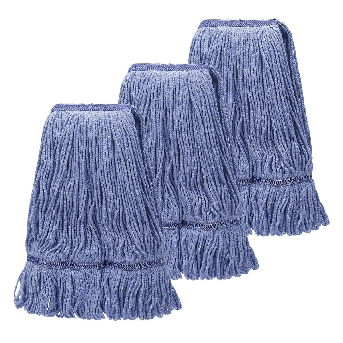 3 Pack Heavy Mop Replace Head,Wet Commercial Industrial Grade Blue Cotton